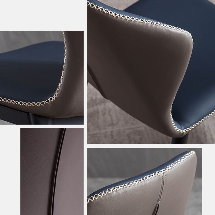 Silla de comedor de metal contemporánea, sin brazos, con respaldo para uso doméstico (juego de 2)