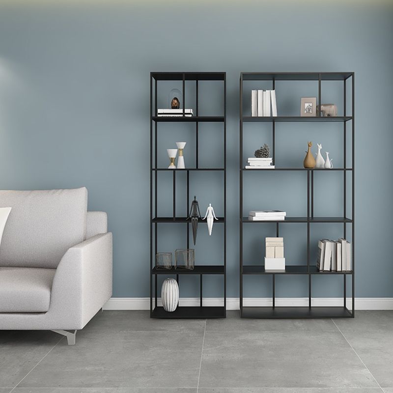 Contemporary Iron Open Etagere Bookshelf Multi Shelf Vertical Bookcase for Study Room