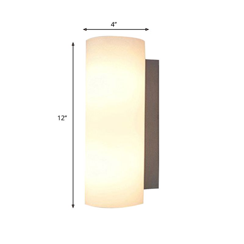 Cylindrical Bedroom Sconce Lighting White Glass 1 Light Modernist Wall Mount Light