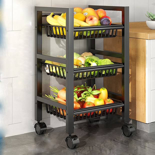 Metal Modern Prep Table Open Storage Home Dining with Basket Prep Table