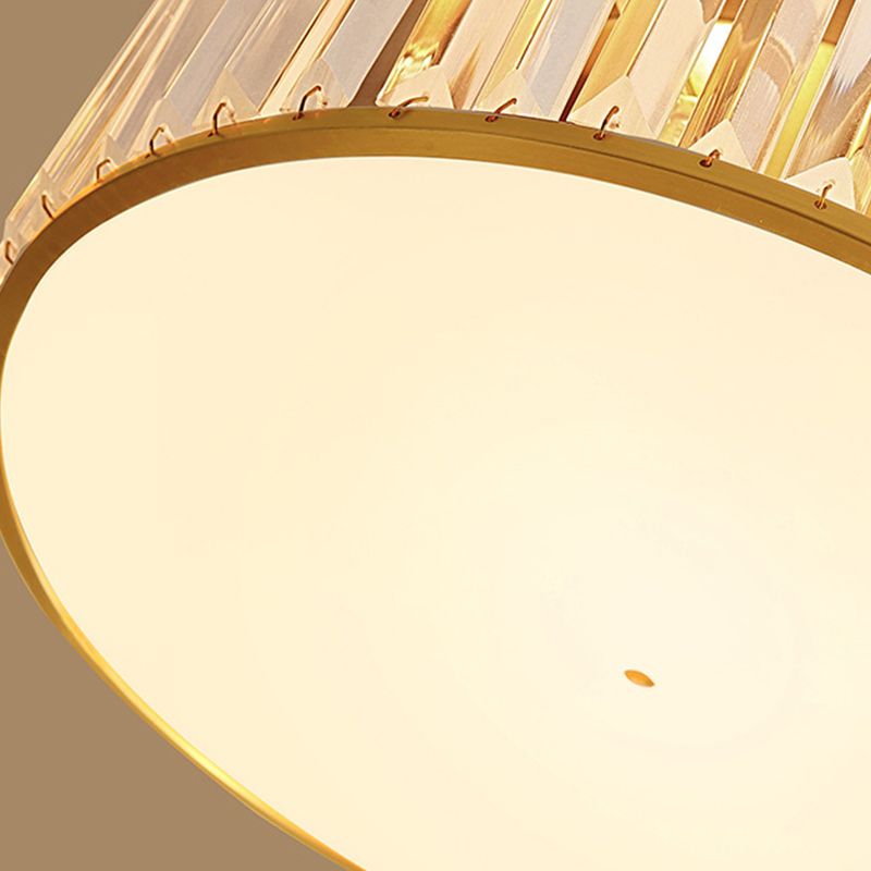 Luz de techo dorada y cobre en montaje empotrado circular de cristal estilo colonial de lujo para espacios interiores
