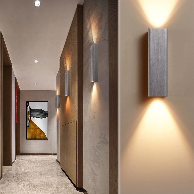 Rectangle Wall Lighting Fixtures Modern Style Aluminum 2-Lights Wall Mount Lamp