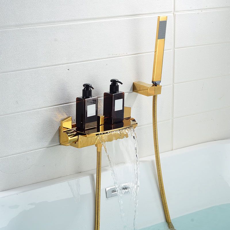Wall Mount Tub Faucet One Handle Waterfall Tub Spout Trim with Knob