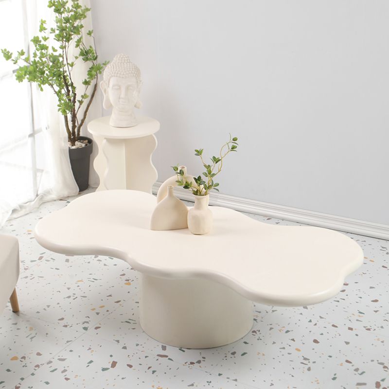 1 White Coffee Table Solid Wood Round Coffee Table Minimalist