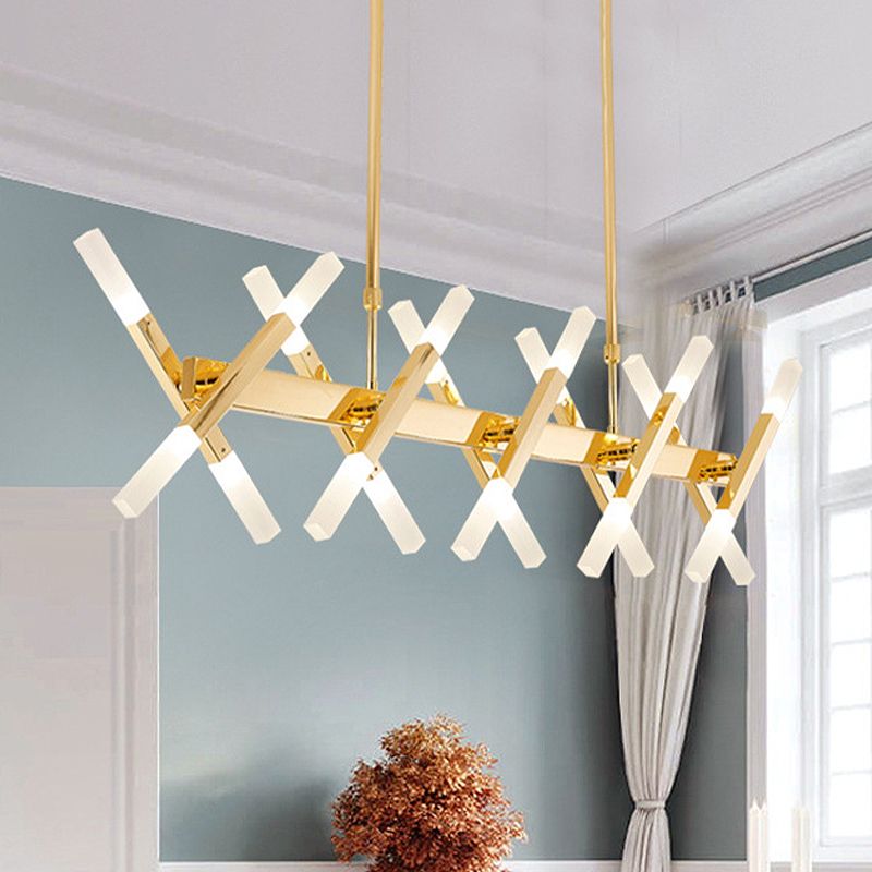 Acrylic Tube Island Pendant Modern 16/20 Lights Black/White/Gold Ceiling Pendant Light for Dining Room