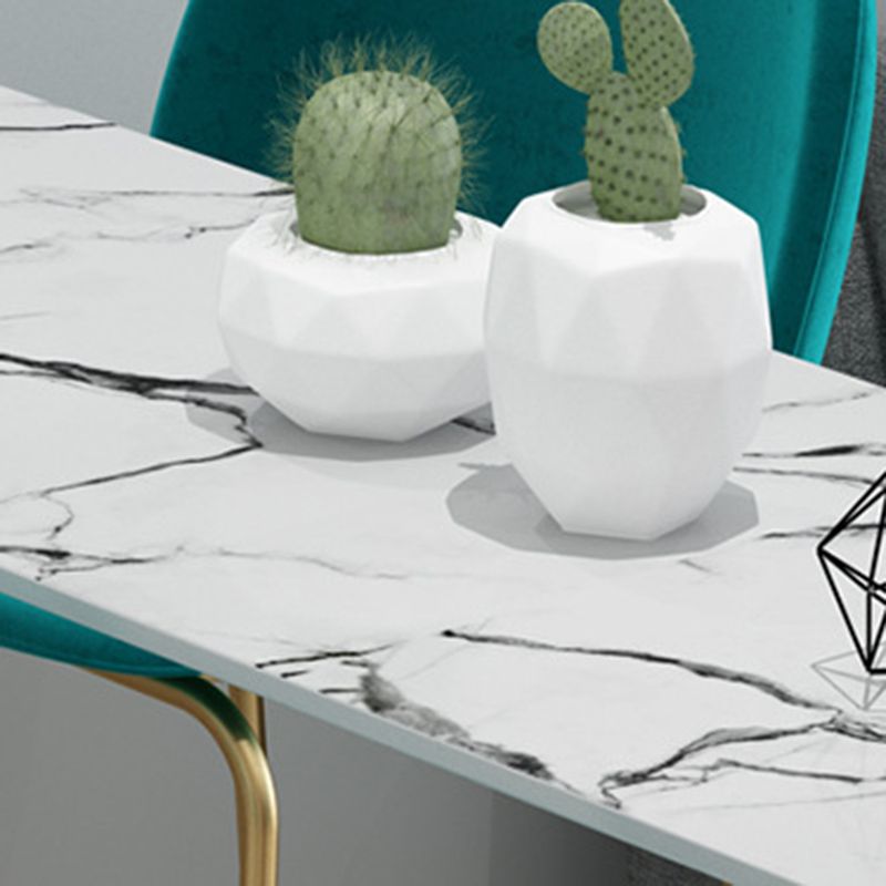 Glam Rectangle Bistro Set 1/5 Pieces Faux Marble Pub Table with Solid Back Stools