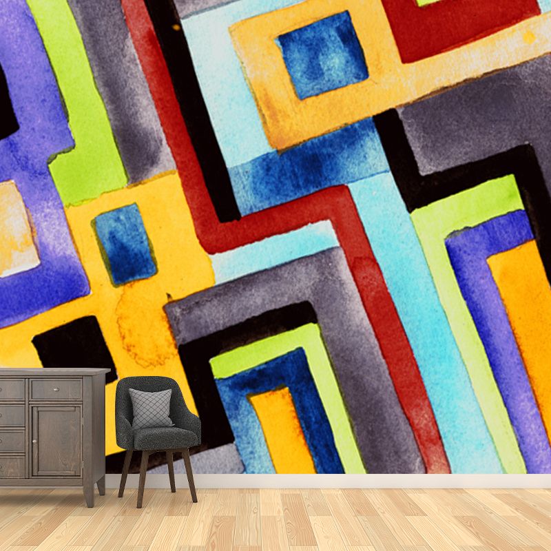 Orange Childrens Art Mural Wallpaper Whole House Floor Plan Wall Art for Bedroom