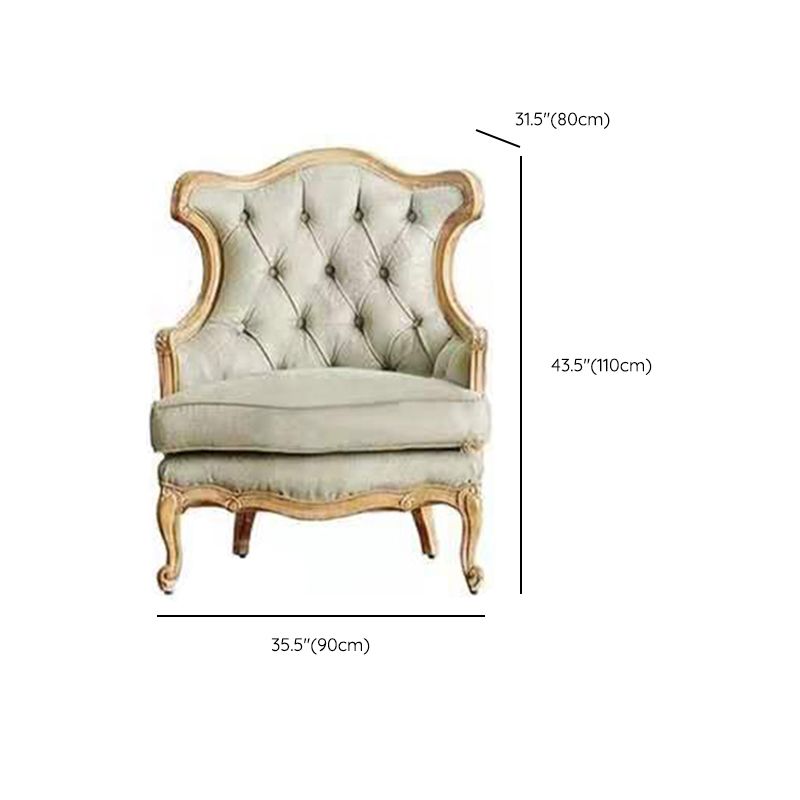 French Country Sofa Wooden Tufted Split-Back Settee for Living Room