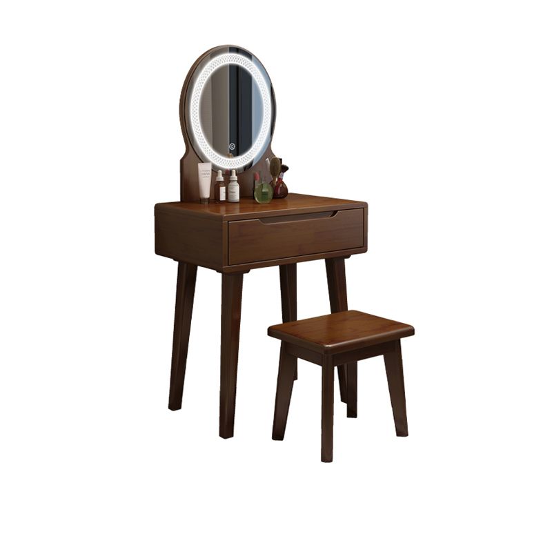 Scandinavian Wooden Make-up Vanity With Drawer in Brown for Bedroom