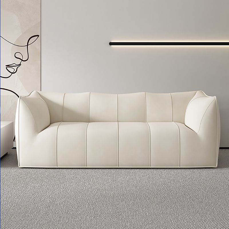 Contemporary White Cushions Flared Arm Fabric Living Room Seating