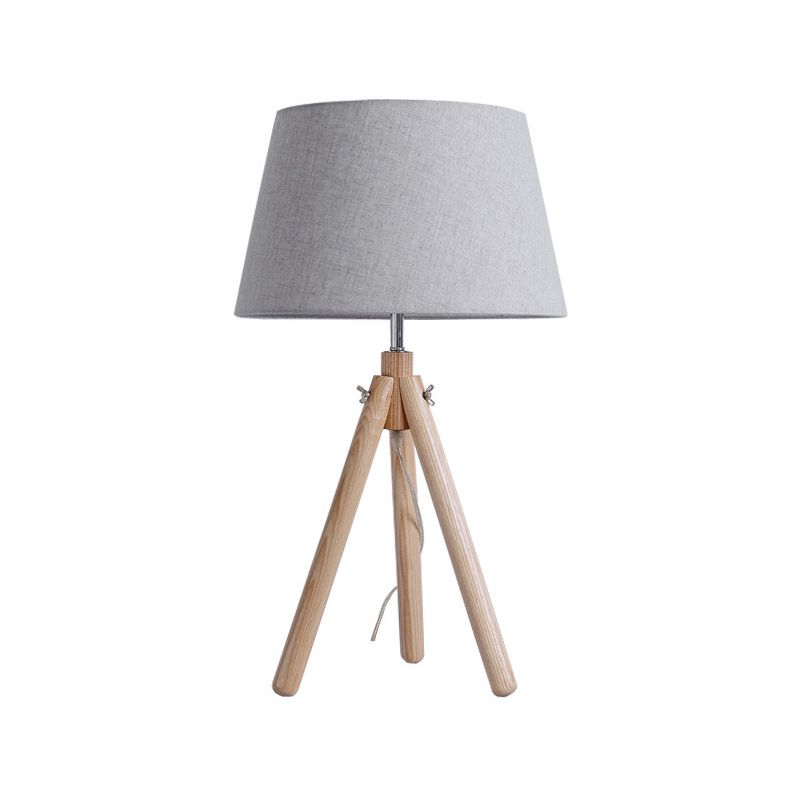 1 tête de salle à manger lampe de bureau gris / blanc / lin de table de lin moderne avec une large teinte en tissu poussée