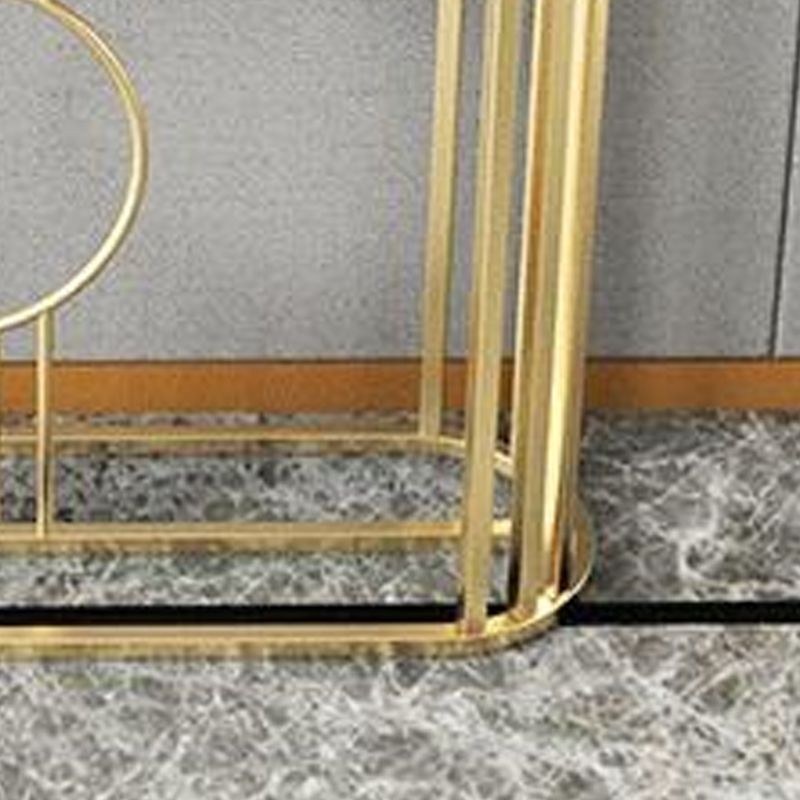 Marble Oval Console Table, 31.5" Gold Metal Base Console Table for Hall