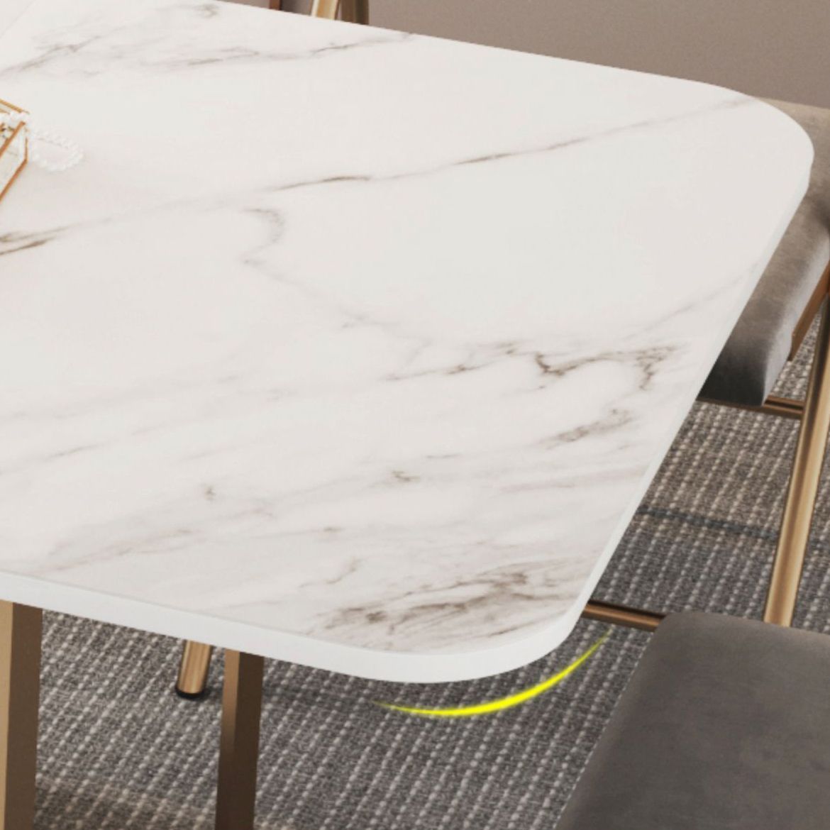 Modern Foldable Dining Room Set Standard Height with Gold Base Dining Furniture