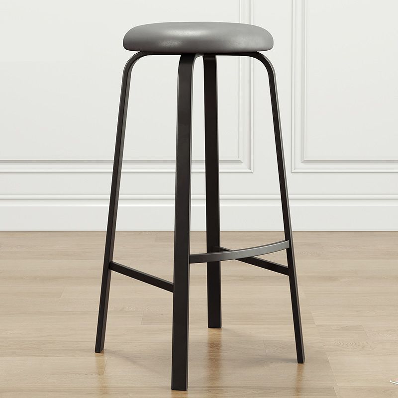 Modern Armless Stackable Counter Stool Iron Cafe Bar Stool with Cushion and Pedal
