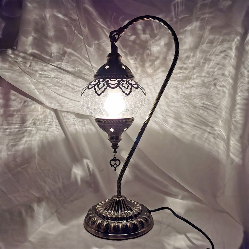 CROCHLE Glass Desk BRonze Light Elíptico 1 Lámpara de noche turca ligera con brazo curvo, 15 "/18"/21 "High High