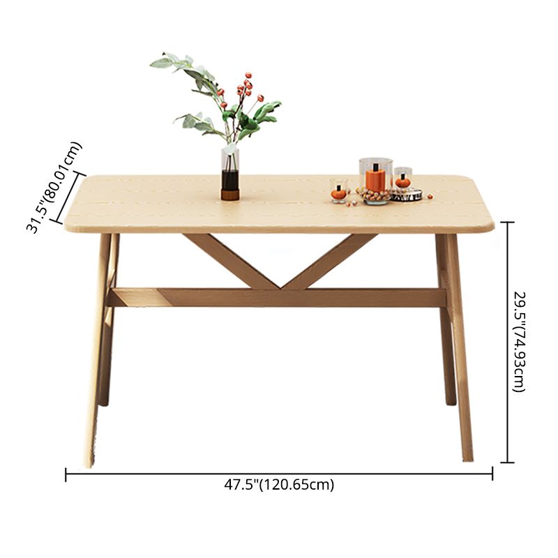 Modern Wood Top Rectangle Shape Dining Furniture 4 Wood Legs Table for Dining Room Furniture