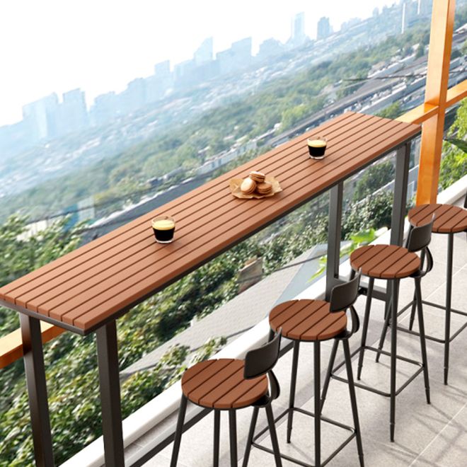 Brown Modern Style Bar Table in Metal and Wood Outdoor Bar Table