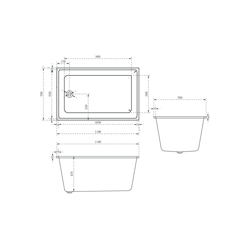 Contemporary Drop-in Soaking Bathtub Rectangle Acrylic Bathtub in White