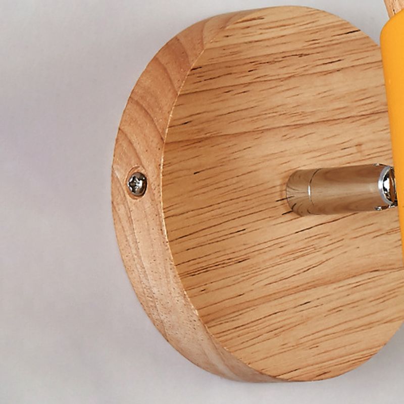 Modern Simple Fashion Style Geometric Shade Wall Sconce Wood 1 Light Sconces