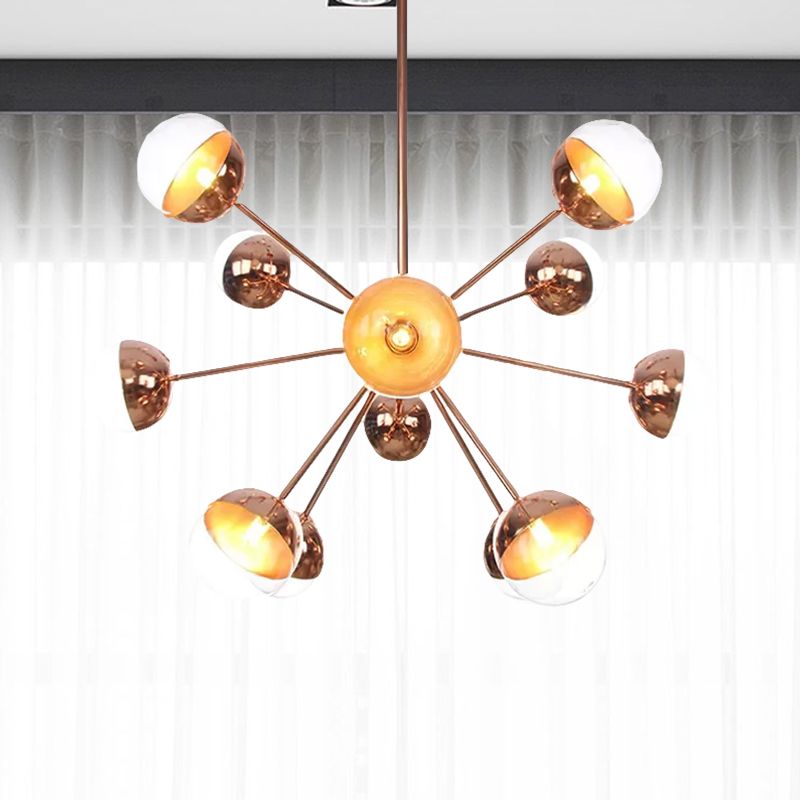 Semi-encastré Globe pour salle à manger, verre blanc/transparent/gris fumée, 9/12/15 lumières, luminaire semi-encastré contemporain en cuivre/chrome/or