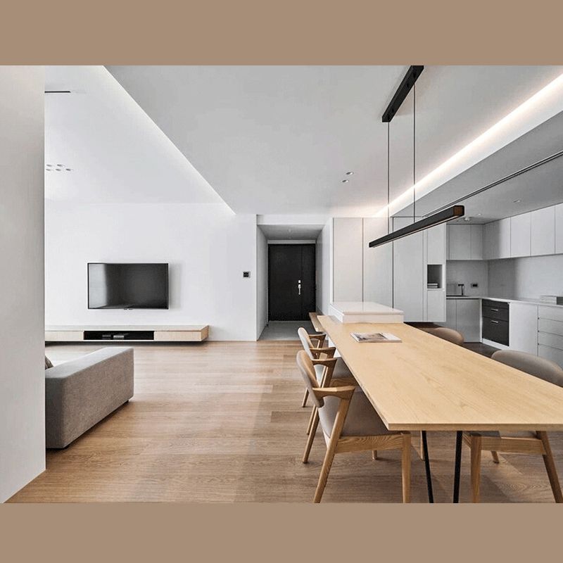 Luci di lampadari dell'isola lineare Simplicità Fissature di illuminazione lampadario in alluminio per tavolo da pranzo