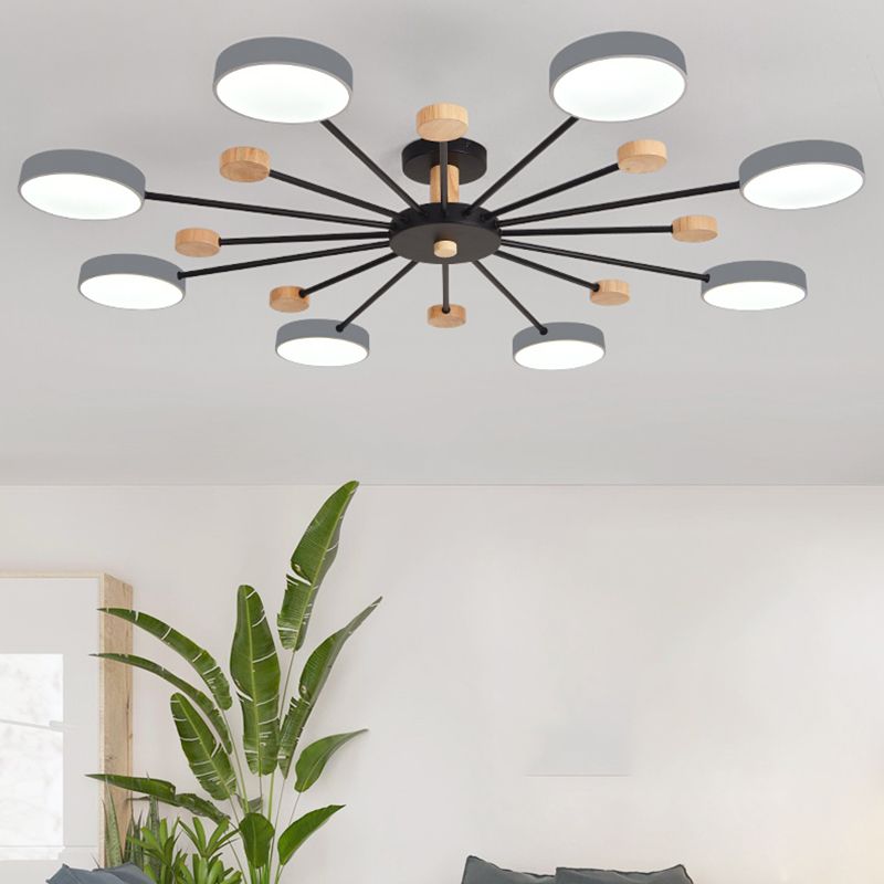 Multi Lights Metal Hanging Ceiling Light Cylindrical Modern Style Chandelier Lamp