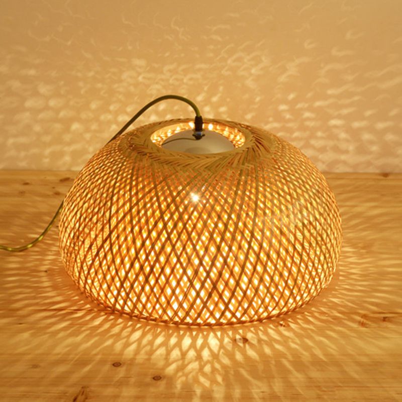 Chinese Bamboo Pendant Light Dome Ceiling Light Fixture for Dining Room