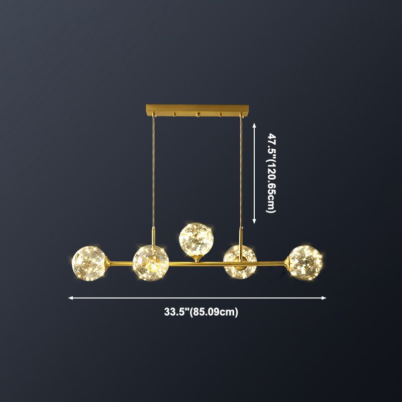 Modern Style Dining Chandelier Light Round Glass Shade Hanging Light for Dining Room