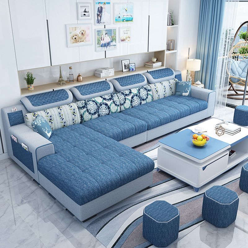 Recessed Arm L-Shape Modular Furniture Sectionals for Four People