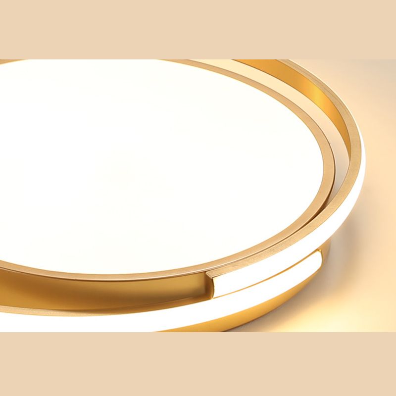 Luminaire de plafond encastré en métal à tambour circulaire, plafonnier LED doré de Style milieu du siècle pour salon