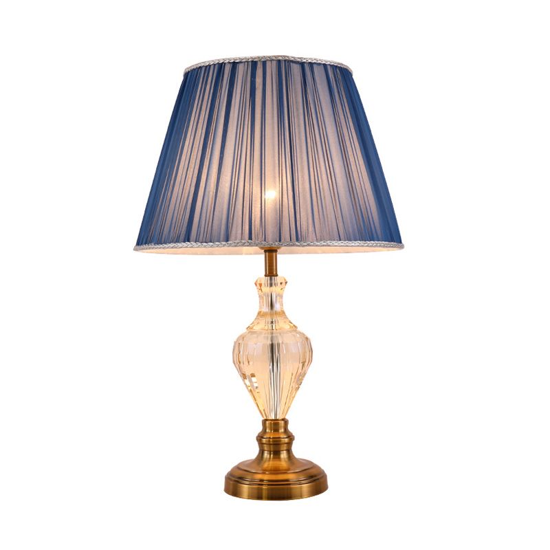 1 Glühbirnen -Esszimmerkristalltisch -Lampe moderne blaue Tischlicht mit ausgestattetem Stofffarbe