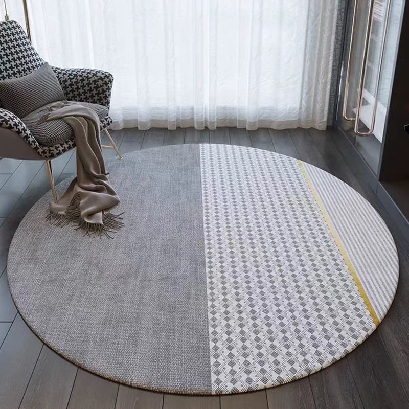 Dark Grey Modern Rug Polyester Graphic Rug Washable Rug for Living Room