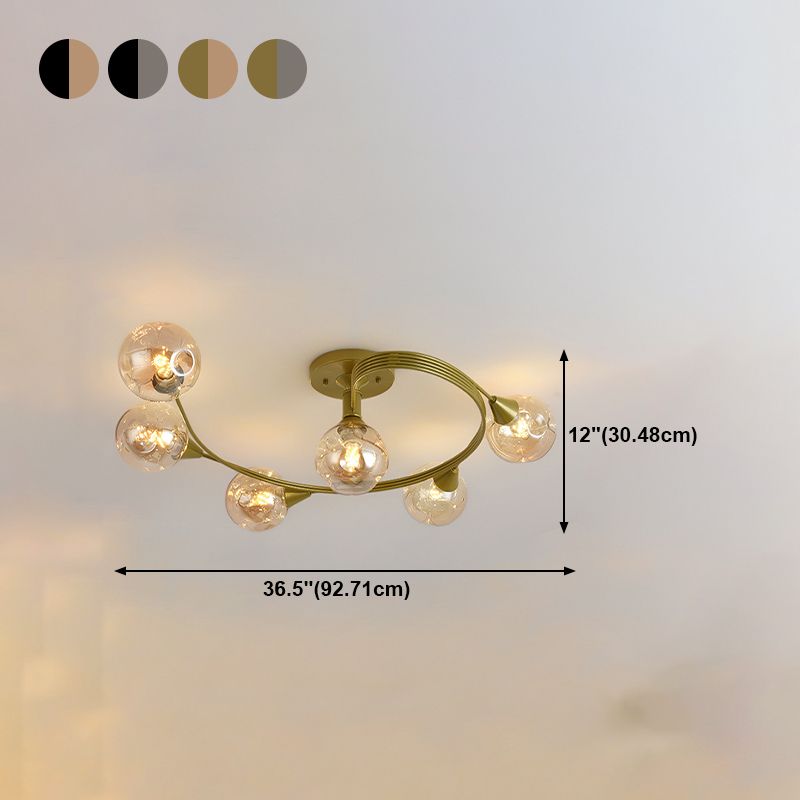 Glass Round Ceiling Lighting Nordic-Style Ceiling Light Fixture for Living Room