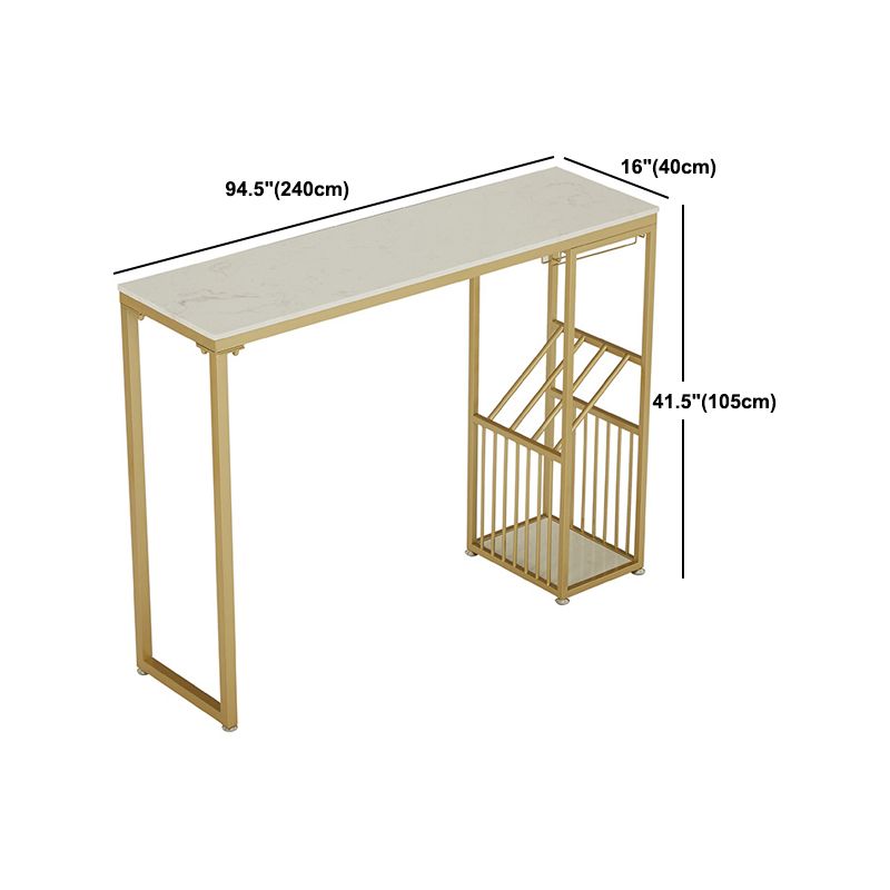 Luxury Marble Rectangle Bar Table Set 1/2 Pieces Counter Table with High Stools