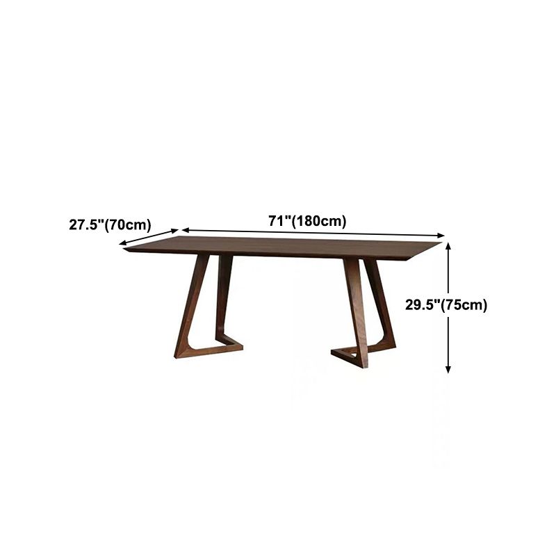 Solid Wood Top Dining Table Rectangle Pine Wood Table with Double Pedestal Base