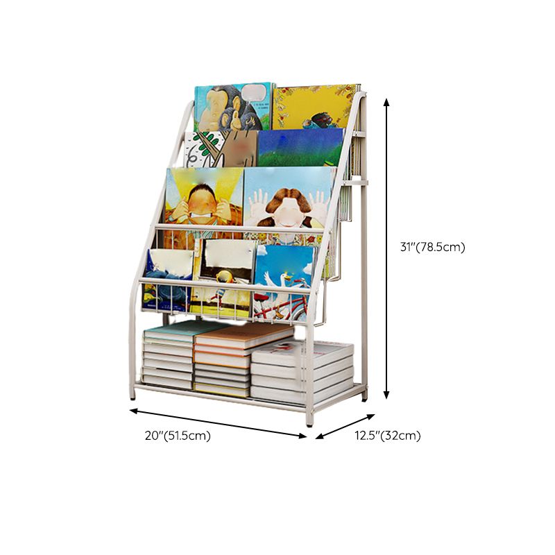 Contemporary Metal Bookshelf White Ladder Shelf Bookcase for Study Room