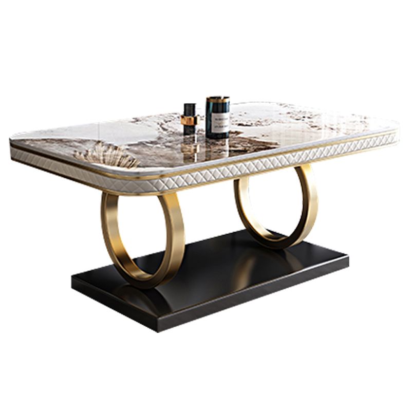 Rectangular Table Sintered Stone Dining Table with Stainless Steel Frame