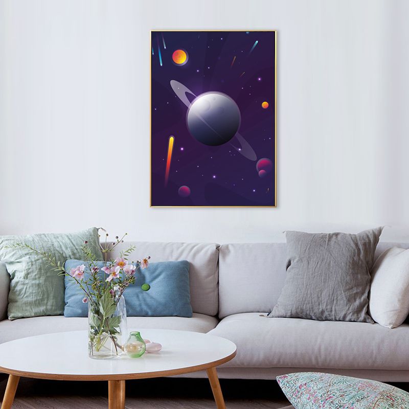 Toile de peinture de l'espace extérieur de Style enfants, décor mural texturé de couleur douce pour salle de bain