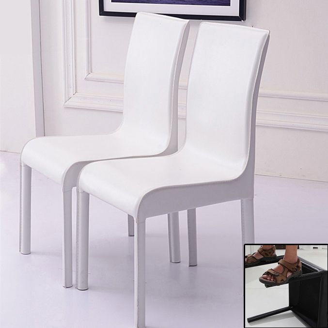 Chaise d'appoint en cuir pour restaurant contemporain Chaise de salle à manger à dossier solide (Ensemble de 2)