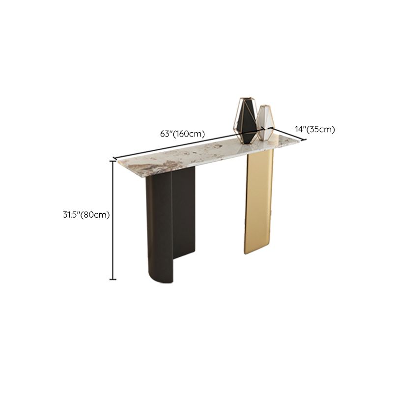 Glam Console Table Stone Rectangle Accent Table , 13.78-inch Wide