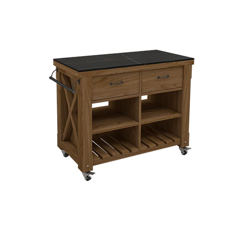 Modern Dining Room Prep Table Rectangular Kitchen Trolley with Open Storage