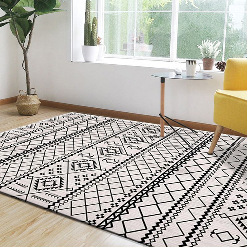 Classic Multi Color Geo Rug Polyster Glam Area Rug Non-Slip Backing Pet Friendly Carpet for Parlor