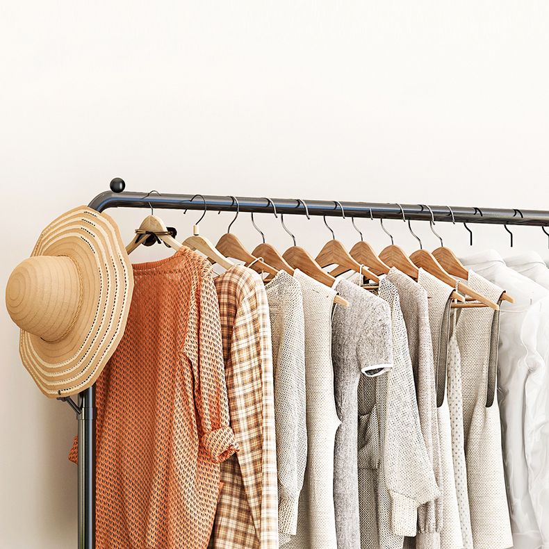 Contemporary Metal Open Armoire Black and White Cabinet with Caster Wheels