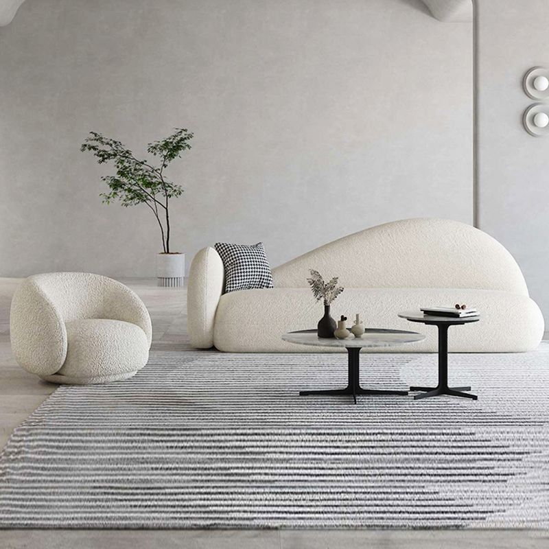 Tight Back Sofa Wool Curved Sofa in White for Living Room, Apartment