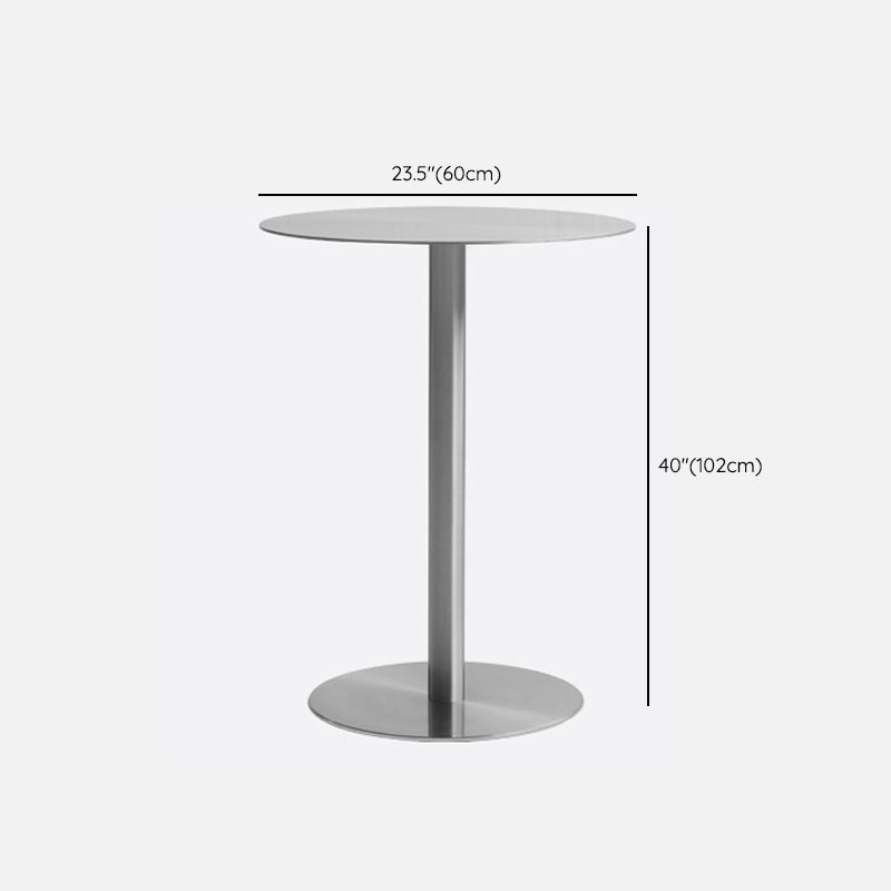 Round Metal Bar Dining Table Silver Pedestal Bar Table for Indoor