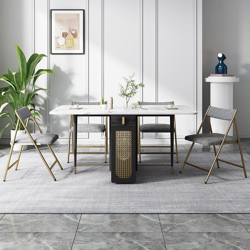 Mesa de comedor de piedra sinterizada 59 '' plegable Mesa rectángulo moderna con base de caballete