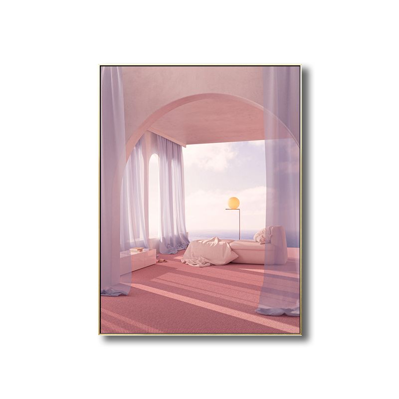 Curtain and Window Scene Canvas for Dining Room in Light Color, Multiple Sizes Options