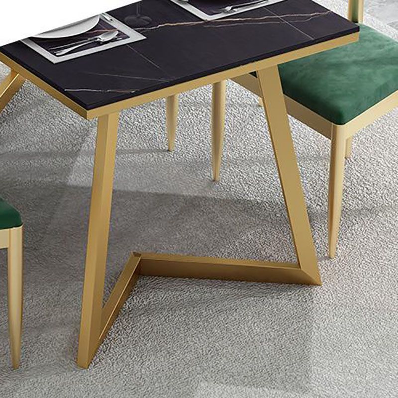 Glam Style 1/5 Pieces Dining Set Rectangle Stone Table Kitchen Set for Dining Room