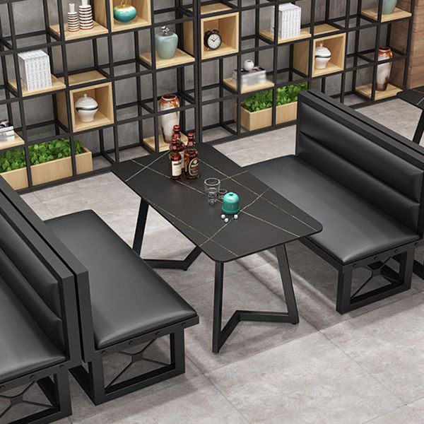 Industrial Sintered Stone Dining Table Black Table with Black Frame for Dining Room