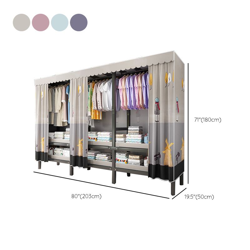 Foldable Freestanding Wardrobe Metal Frame Multifunctional Wardrobe